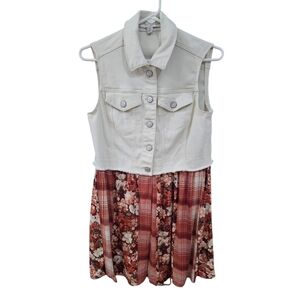 Cato Denim and Mixed Fabric Tunic Vest. Size XS. EUC